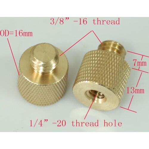2pcs Brass Adapter 1/4"-20 female To 3/8"-16 male fr light stand tripod camera