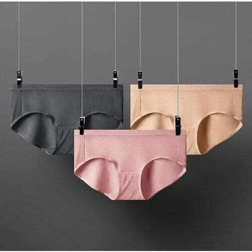 2Pcs Womens Underpants Soft Cotton Middle-Waisted Panties Girls Solid Color Briefs Panty Sexy Lingerie Female Underwear M-XL