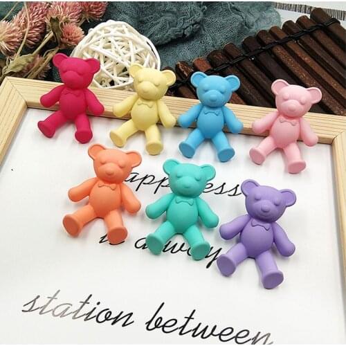 20pcs/lot 30*39 Hot Selling Jewelry Accessories Colorful Bear Charms Keychain Pendants Accessories Garment Accessory Female N237