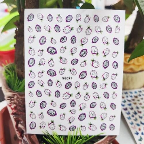 3D Stickers for Nails Sweet Dragon Fruit Summer Design Nails Art Decoration Manicure Stickers Sliders Nail Foil Accessories