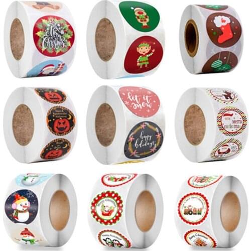 500pcs Christmas Candy Bag Sealing Stickers Merry Christmas Decor for Home 2020 Christmas Ornaments Xmas Gifts New Year 2021