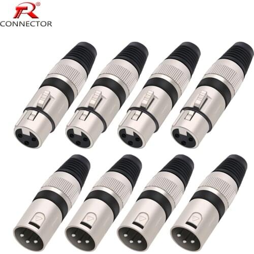 4sets XLR Connector 1pc NC3MXX & 1pc NC3FXX Male and female A set 3 Pin XLR plug& jack Connector 7colors available