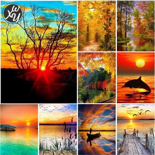 DIY Diamond Painting Landscape Full Square New Arrival Diamond Embroidery Sunset Picture Rhinestones Diamond Mosaic Accessories