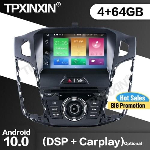64G DSP Car Radio 2 Din Stereo Receiver Android10.0 For Ford Focus 2012 2013 2014 GPS Navi Multimedia Player Recorder Head Unit