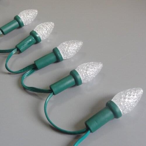 C9 DC12V 100nodes/strand RGB dumb nodes, IP68 rated; 24W;with all GREEN wire;with C9 faceted