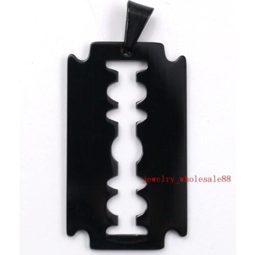 Black 5pcs in bulk Jewelry Finding Stainless steel blade Dog Tag Mens Pendant Charms Necklace No chain