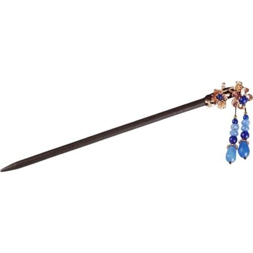 Retro Handmade Wooden Chinese Hairpin Classical Flower Hair Sticks Headdress Hair Updo Making Accessory