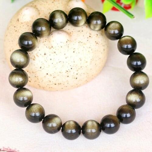 8" Natural Stone 6-16mm Obsidian Round Beads stretch Bracelet