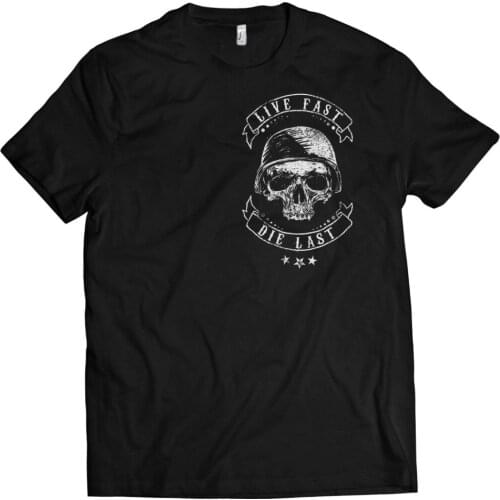 Biker Skull Live Fast Motorrad Chopper Oldschool New 2019 Cotton Short-Sleeve T-Shirt Summer Short Sleeves Cotton Custom T Shirt