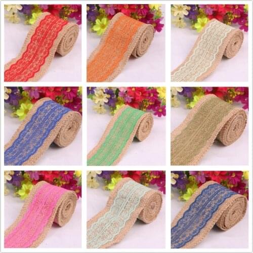 1pcs 6cm*2m Lace Trims Tape Hemp Rope DIY Handmade Christmas Wedding Decoration Lace Linen Ribbon Roll Linen Strips