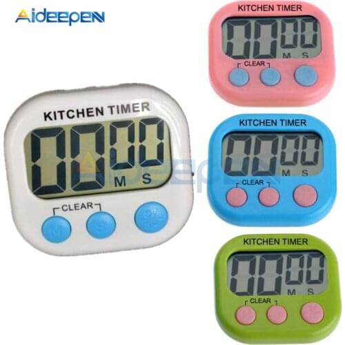 LCD Digital Kitchen Timer Big Digits Loud Alarm Magnetic Backing Stand with Large LCD Display for Cooking Baking Sports Games