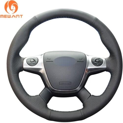 MEWANT Black Artificial Leather Car Steering Wheel Cover for Ford Focus 2011-2014 C-Max (Grand C-Max) 2010-2015 Kuga 2012-2016