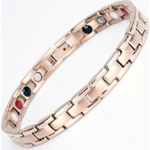 New Energy Healing Bracelet Stainless Steel Magnetic Therapy Bracelet Germanium Wristband for Men Women Fashion Jewelry