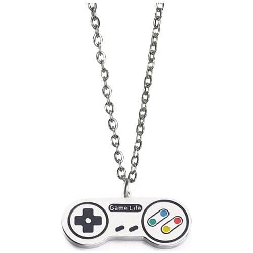 QiLuxy Trendy Hip Hop Vintage Stainless Steel Game Controllers Pendant Necklaces for Women Men Fashion Couple Necklaces Jewelry