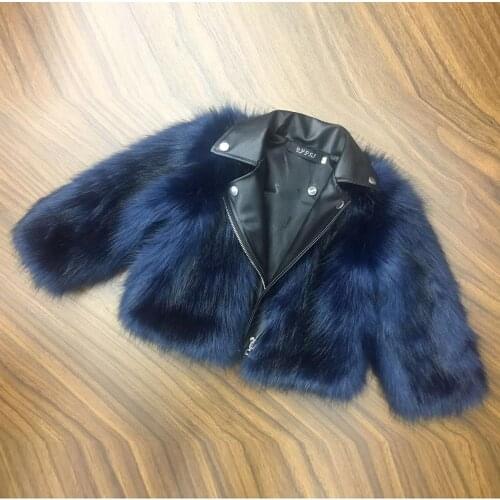 Girl fur Coat Jacket Imitation fox Artificial Fur Grass High Quality Plush+leather Fake Two Pieces Winter Kids Clothes CT041