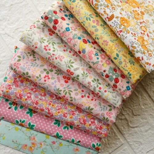 Poplin Pure Cotton Sweet Floral Printed Fabric DIY Handmade Patchwork Quilting Layer Cakes Bundle