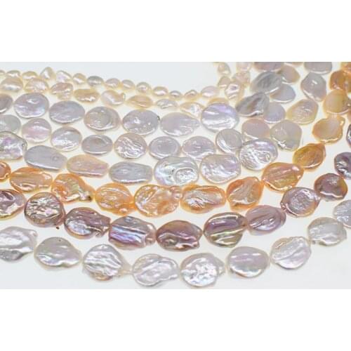 Freshwater pearl reborn keshi flat baroque coin drop white/pink 38CM FPPJ wholesale nature loose beads for DIY jewelry