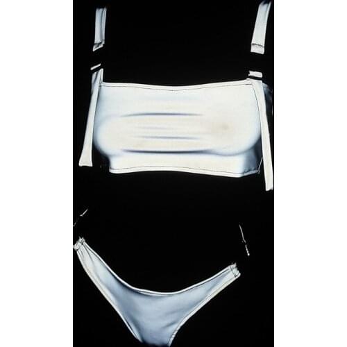 Drop Shipping Swimwear Women 2021 Reflevtive Bikini 2 Piece Set Sexy Swimming Beach Wear Clothing Cool Reflect Light Ropa Mujer