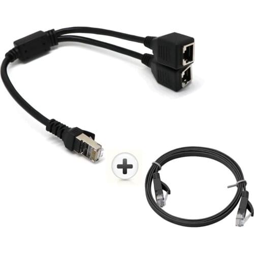 RJ45 1 Male to 2 Female Socket Port LAN Ethernet Network Splitter Y Stable Transmission Cat5e Cat5 Cat6 Easy Adapter Cable