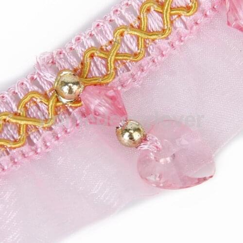 Pink Heart Beaded Tassel Fringe Trim Upholstery Curtain Drapery Trim Gimp New