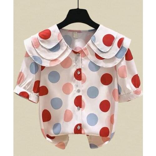 Shirts Women Color Dots Simple New Arrival Summer Chiffon Chic Trendy Casual Blouses Sweet Cute Womens Streetwear All-Match
