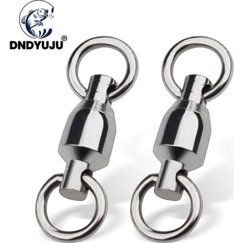 10/20pcs Ball Bearing Fishing Connector High Strength Rolling Swivel Stainless Steel Solid Ring Fishing Accessories