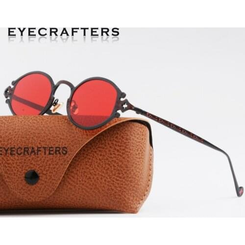 Mens Womens Gothic Luxury Gold Metal Brand Designer Sunglasses Oval Round Sunglasses Retro Vintage Steam Punk Sunglasses