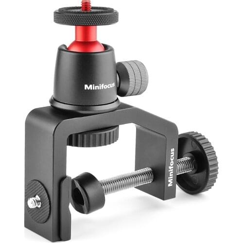 Super Ball Head with C Clamp Adjustable Camera Mount Clamp Set 360 Degree Swivel Tripod Head with 1/4 Screw for DSLR Monitor