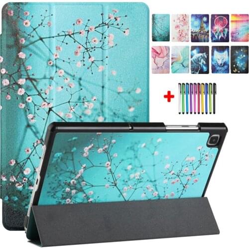 Tri Fold Magnetic Caqa For Huawei Mediapad T5 10 Case 10.1 Tablet PU Leather Hard PC Shell For Mediapad T5 10 1 Cover Etui + Pen