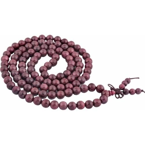 TUMBEELLUWA Violet Wood 108 Beads 8mm Tibetan Buddhist Prayer Bead Mala Bracelet Necklace