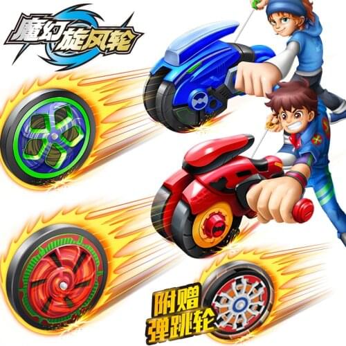 Spinning TOP Magic Whirlwind Motorcycle Launcher Hot Wheels Free Bouncing Wheel Ejection Top Toy Fa Hyun Beyblade TOYS
