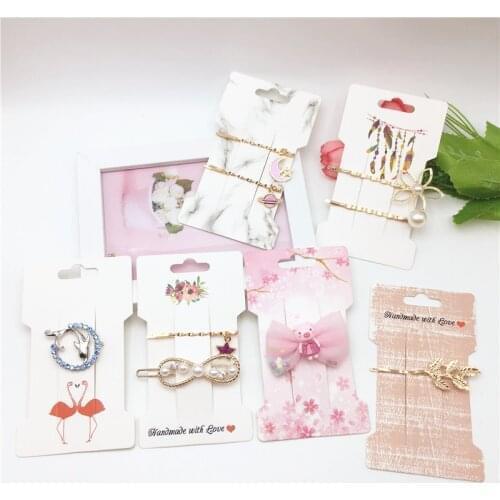 2019 NEW Arrival 50Pcs hand made with love white brown Card hair pin/Hair Band Card girl Hair Clip display Card 11.5x6.6cm