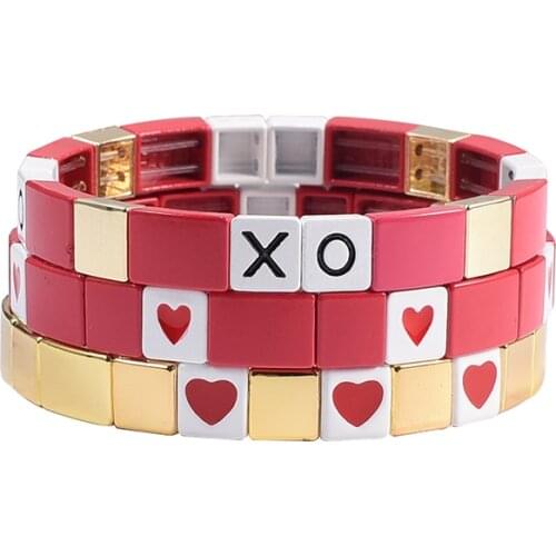 Vsco girl bracelet myuki best friend bracelet partner red heart letter hematite armband summer jewelry 2020 for women braslet