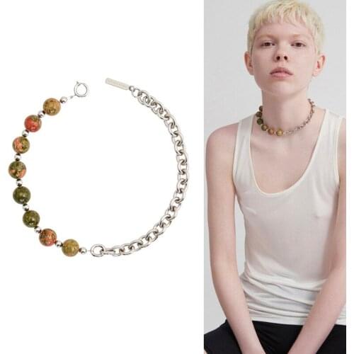21-year-old new chain pattern stone bead splicing short necklace female choker clavicle chain