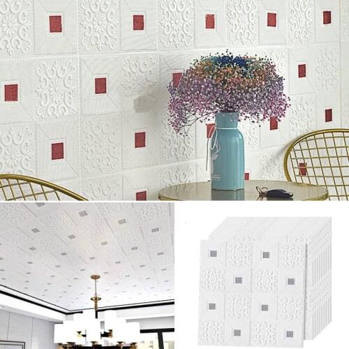 10pcs 3D stereo wall stickers self-adhesive wallpaper bedroom ceiling ceiling roof foam soft living room background decorative