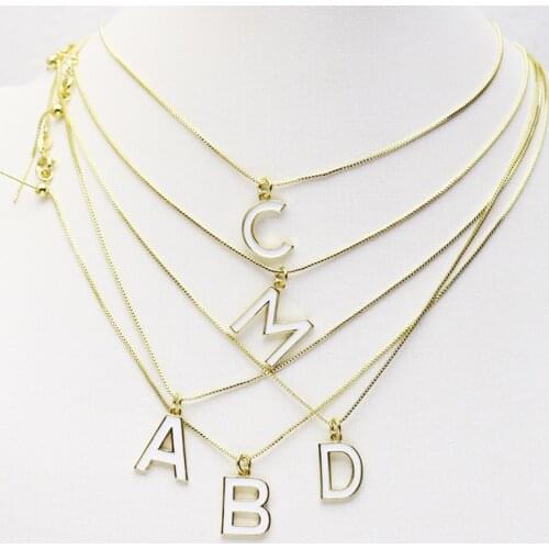 10Pcs Letter pendants necklace Box chain necklace fashion Alphabet necklace fashion jewelry wholesale women jewelry gift 9816