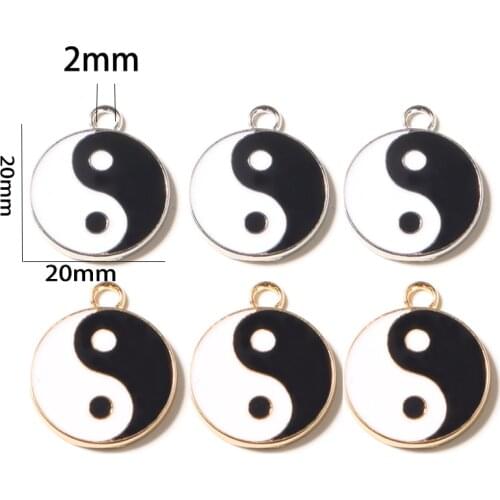 10pcs Yinyang Charms Black & White Enamel Charms For Jewelry Making Metal Drop Oil Charms Handmade Pendant For Diy Bracelet
