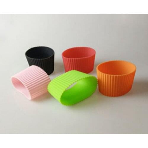 100pcs/lot Silicone sleeves For mug Party cup sleeves band Recyclable Heat insulation cup Bottle cover