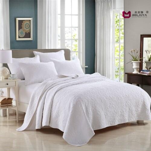 2017 New Cotton Embroidered Quilted Washed Plain Retro Luking Bed Cover 3 Sets High-quality Bedding Set