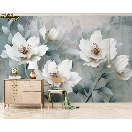 Beibehang Custom 3d wallpaper mural retro simple 3d embossed flowers TV background wall papers home decor papel de parede