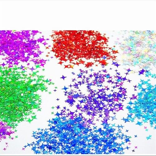 5g/Bag Nail Art Holographic Mixed Star Glitter Ornament Cross Star Laser Aurora Magic Color Four Angle Flakies Manicure Decors-5