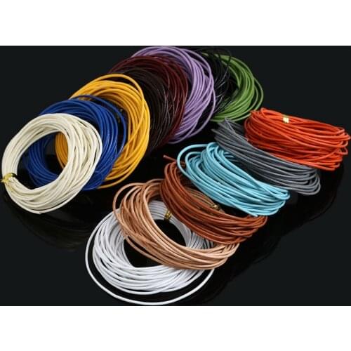 5M 1.5mm Mixed Color Round Real Leather Rope Brown/White/Black Beading Cords for Clothes Shoes Bracelet Jewlery Craft Making