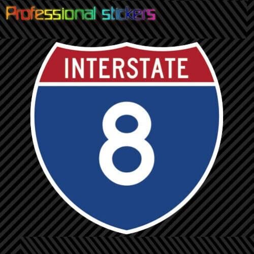 Interstate 8 Sign Sticker Die Cut Vinyl San Diego Freeway Highway California Stickers for Car, RV, Laptops, Motorcycles