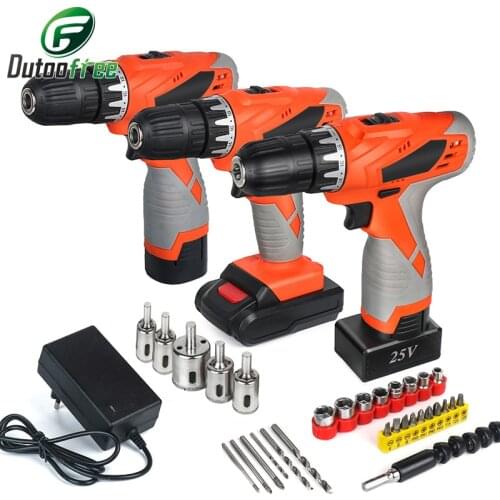 Cordless Electric Drill Screwdriver 25v 21v Power Tools Lithium Battery Cordless Drill Rechargeable Household Torque 2-Speed