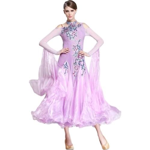 B-1572 High Quality rhinethone purple ballroom dance competition dresses ballroom dresses woman waltz dance dress standard Dress