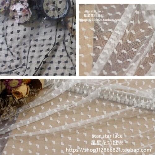 White Elastic Lace Mesh Dot Heart Jacquard Fabric Tulle For Underwear Dress Mosquito Net Patchwork Needlework Diy Material