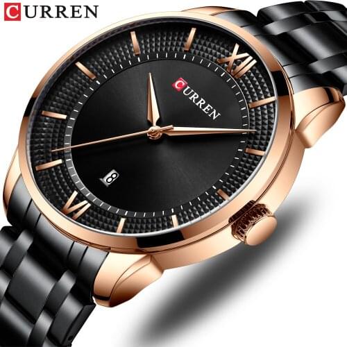 Curren Men Watch black Stainless Steel Quartz Mens Wrist Watches Sport Watches Man Business Gold Watch Men Waterproof