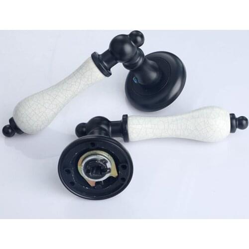 European American simple wooden door Black Handles Lock Zinc Alloy indoor Bedroom split-type lock Universal Crackle ceramic lock