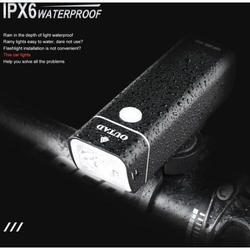 Outad 300Lm Bicycle Front Light Bike Flashlight Torch 4 Modes Ipx6 Waterproof Usb Charging Safety Light With Bracket