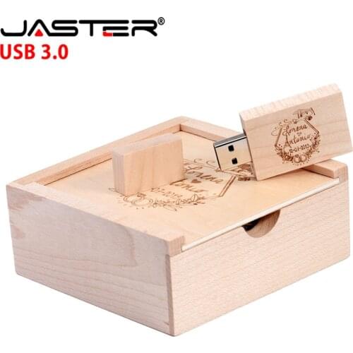 JASTER walnut maple wood Photo Album USB 3.0 +Box flash drive Pendrive 4GB 16GB 32GB Wedding gift box (size 100mm*100mm*40mm)